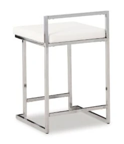 Madanere White And Chrome Upholstered Barstool (Set Of 2) -Signature Design by Ashley D275 724 barstool 7