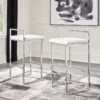 Madanere White And Chrome Tall Upholstered Barstool (Set Of 2)