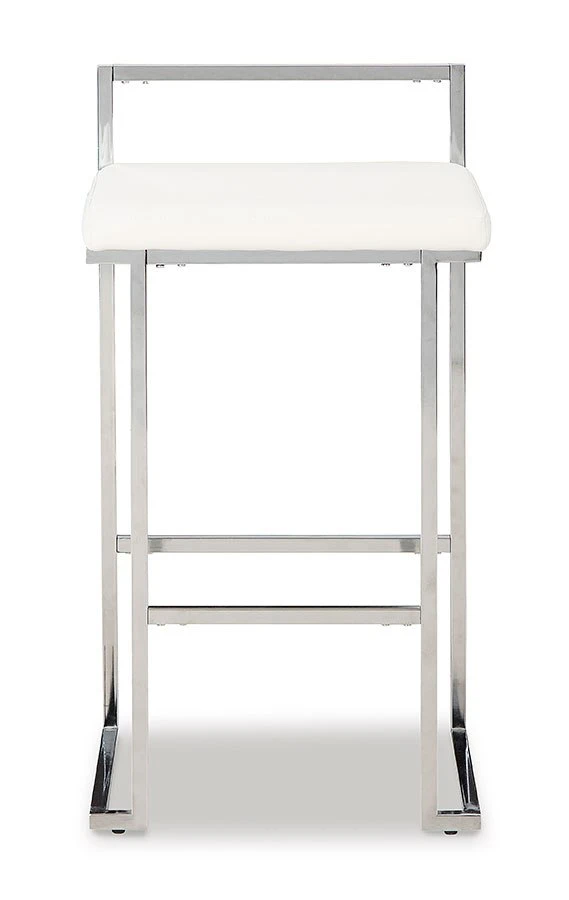 Madanere White And Chrome Tall Upholstered Barstool (Set Of 2) 2 Madanere White And Chrome Tall Upholstered Barstool (Set Of 2) - Image 2