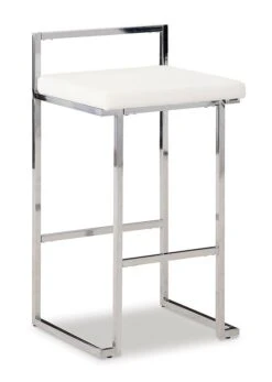 Madanere White And Chrome Tall Upholstered Barstool (Set Of 2) 7 Madanere White And Chrome Tall Upholstered Barstool (Set Of 2) -Signature Design by Ashley D275 730 barstool 3