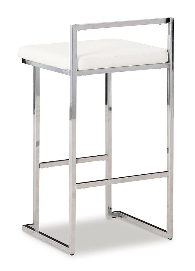 Madanere White And Chrome Tall Upholstered Barstool (Set Of 2) 5 Madanere White And Chrome Tall Upholstered Barstool (Set Of 2) - Image 5