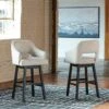 Tallenger White Tall Upholstered Swivel Barstool (Set Of 2)