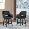 Tallenger Black Upholstered Swivel Barstool (Set Of 2)