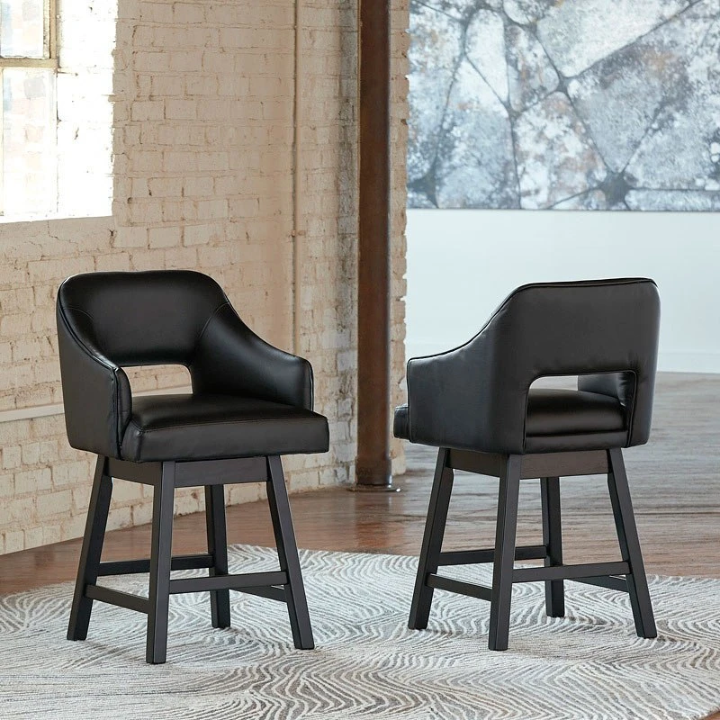 Tallenger Black Upholstered Swivel Barstool (Set Of 2) 1 Tallenger Black Upholstered Swivel Barstool (Set Of 2)