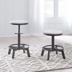 Torjin Vintage White Swivel Stool (Set Of 2)