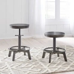 Torjin Gray Swivel Stool (Set Of 2)