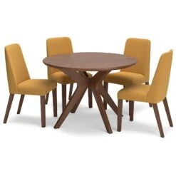 Lyncott Round Dining Room Set W/ Mustard Chairs -Signature Design by Ashley D615 15 04 set 2