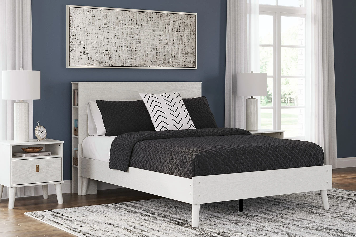 Aprilyn White Youth Platform Bed W/ Bookcase Headboard 4 Aprilyn White Youth Platform Bed W/ Bookcase Headboard - Image 4