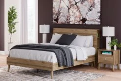Aprilyn Honey Queen Platform Bed W/ Bookcase Headboard
