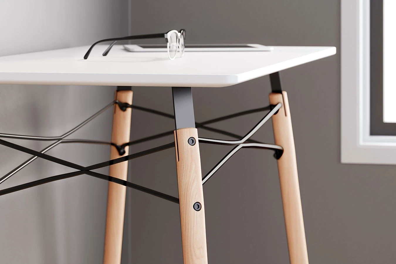 Jaspeni Home Office Desk (White And Natural) 2 Jaspeni Home Office Desk (White And Natural) - Image 2