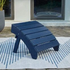 Sundown Treasure Fire Pit Table Set W/ Blue Chairs -Signature Design by Ashley P009 813 ottoman 1