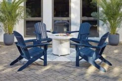 Sundown Treasure Fire Pit Table Set W/ Blue Chairs -Signature Design by Ashley P011 776 P009 898 set 2