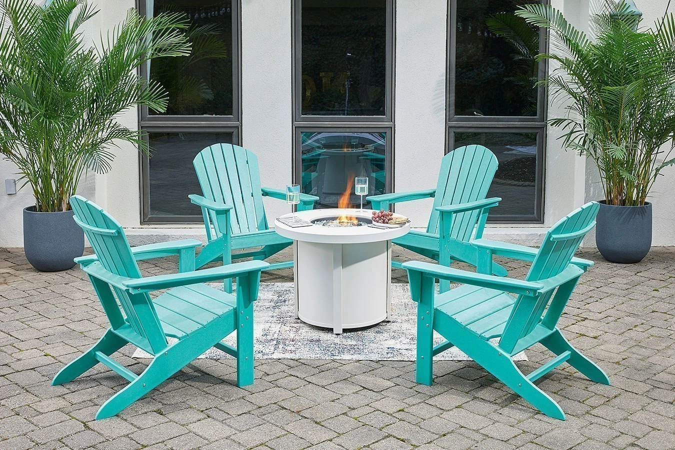 Sundown Treasure Fire Pit Table Set W/ Turquoise Chairs 6 Sundown Treasure Fire Pit Table Set W/ Turquoise Chairs - Image 6