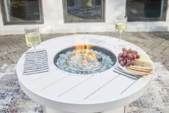 Sundown Treasure Fire Pit Table Set W/ Blue Chairs -Signature Design by Ashley P011 776 table 3