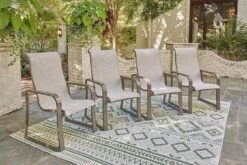 Beach Front Outdoor Dining Set W/ Sling Chairs