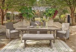 Beach Front Outdoor Dining Set W/ Beachcroft Chairs And Bench -Signature Design by Ashley P323 635 P791 601 600 set 1