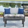 Fynnegan Outdoor Loveseat W/ Table (Gray)