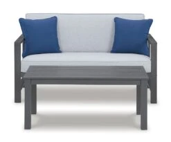 Fynnegan Outdoor Loveseat W/ Table (Gray) -Signature Design by Ashley P349 034 loveseat table 7