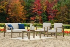 Fynnegan Outdoor Seating Set (Light Brown) -Signature Design by Ashley P349 035 820 set 4