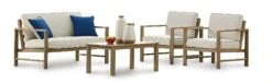 Fynnegan Outdoor Seating Set (Light Brown) -Signature Design by Ashley P349 035 820 set 5