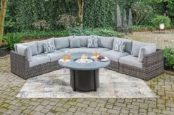 Harbor Court Modular Outdoor Sectional Set W/ Coulee Mills Fire Pit Table -Signature Design by Ashley P459 861 P187 776 mod sec set 2