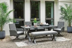 Elite Park Outdoor Dining Set W/ Bench -Signature Design by Ashley P518 625 601A 600 set 1