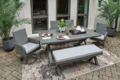 Elite Park Outdoor Dining Set W/ Bench -Signature Design by Ashley P518 625 601A 600 set 2