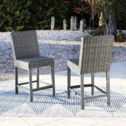 Palazzo Outdoor Bar Table Set -Signature Design by Ashley P520 130 barstool 1 1