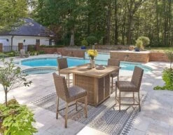 Walton Bridge Outdoor Fire Pit Bar Table Set 24 Walton Bridge Outdoor Fire Pit Bar Table Set -Signature Design by Ashley P749 665 130 set 2