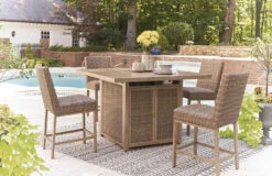 Walton Bridge Outdoor Fire Pit Bar Table Set 38 Walton Bridge Outdoor Fire Pit Bar Table Set -Signature Design by Ashley P749 665 130 set 7