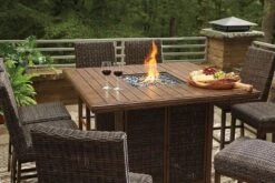 Paradise Trail Outdoor Fire Pit Bar Table Set -Signature Design by Ashley P750 665 130 set 8