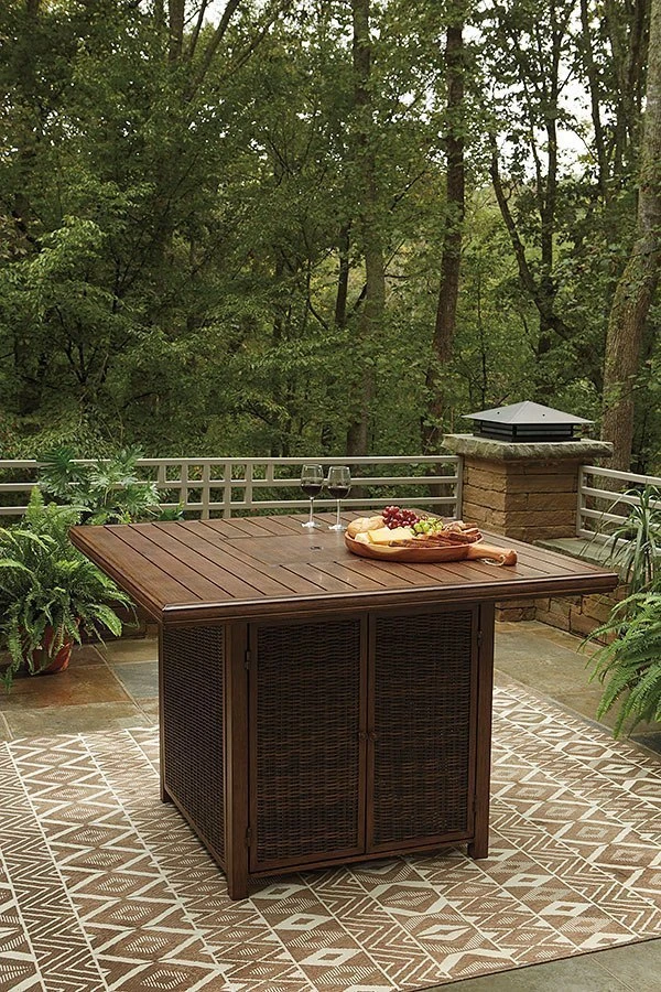 Paradise Trail Outdoor Fire Pit Bar Table