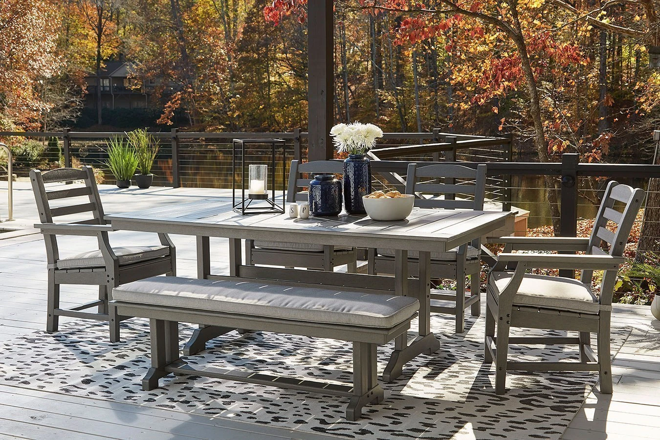 Visola Outdoor Dining Set W/ Bench 4 Visola Outdoor Dining Set W/ Bench - Image 4