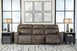 Game Plan Concrete Power Reclining Sofa W/ Adjustable Headrests