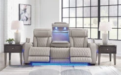 Boyington Gray Power Reclining Sofa W/ Air Massage System