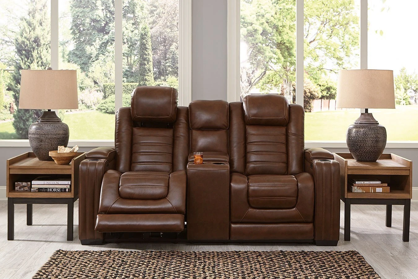 Backtrack Chocolate Power Reclining Console Loveseat W/ Adjustable Headrests 1 Backtrack Chocolate Power Reclining Console Loveseat W/ Adjustable Headrests