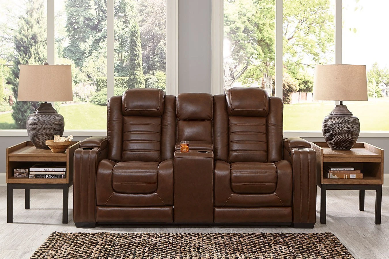 Backtrack Chocolate Power Reclining Console Loveseat W/ Adjustable Headrests 2 Backtrack Chocolate Power Reclining Console Loveseat W/ Adjustable Headrests - Image 2
