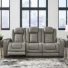 Backtrack Gray Power Reclining Living Room Set W/ Adjustable Headrests