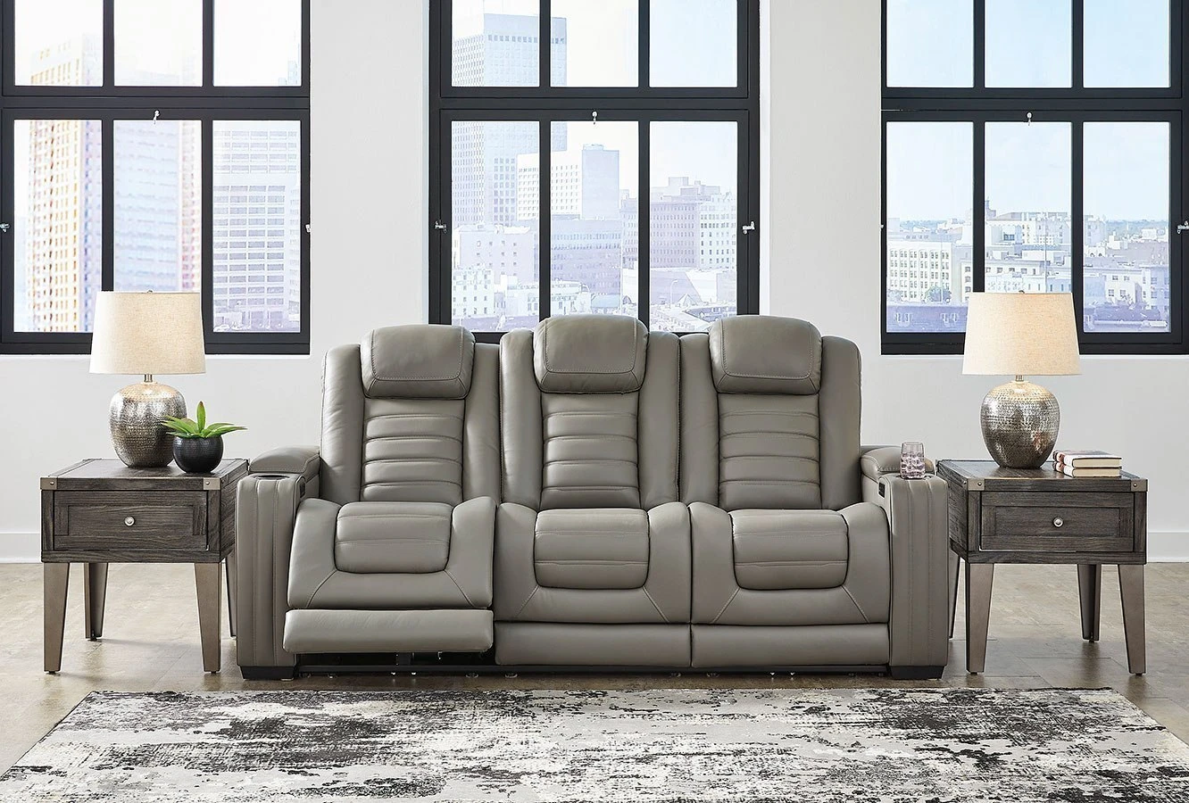 Backtrack Gray Power Reclining Living Room Set W/ Adjustable Headrests 1 Backtrack Gray Power Reclining Living Room Set W/ Adjustable Headrests