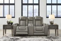 Backtrack Gray Power Reclining Living Room Set W/ Adjustable Headrests 22 Backtrack Gray Power Reclining Living Room Set W/ Adjustable Headrests -Signature Design by Ashley U2800518 loveseat 1