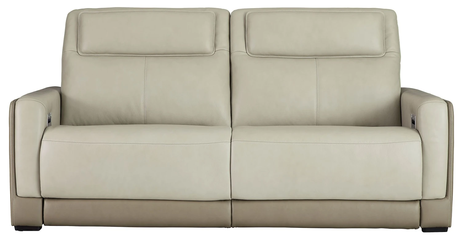 Battleville Almond Power Reclining Sofa W/ Adjustable Headrests 2 Battleville Almond Power Reclining Sofa W/ Adjustable Headrests - Image 2