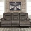 Wurstrow Smoke Power Reclining Sofa W/ Adjustable Headrests