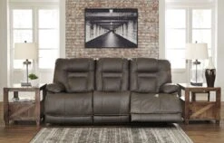 Wurstrow Smoke Power Reclining Sofa W/ Adjustable Headrests