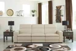 Texline Sand Power Reclining Sofa W/ Adjustable Headrests