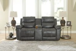 Edmar Charcoal Power Reclining Living Room Set W/ Adjustable Headrests 21 Edmar Charcoal Power Reclining Living Room Set W/ Adjustable Headrests -Signature Design by Ashley U6480618 loveseat 1