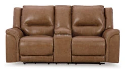 Trasimeno Caramel Power Reclining Console Loveseat W/ Adjustable Headrests -Signature Design by Ashley U8281518 loveseat 3