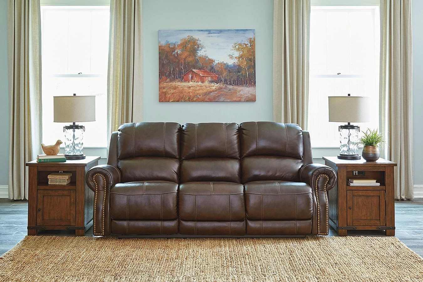 Buncrana Chocolate Power Reclining Sofa W/ Adjustable Headrests 1 Buncrana Chocolate Power Reclining Sofa W/ Adjustable Headrests
