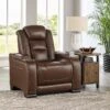 The Man-Den Mahogany Power Recliner W/ Adjustable Headrest