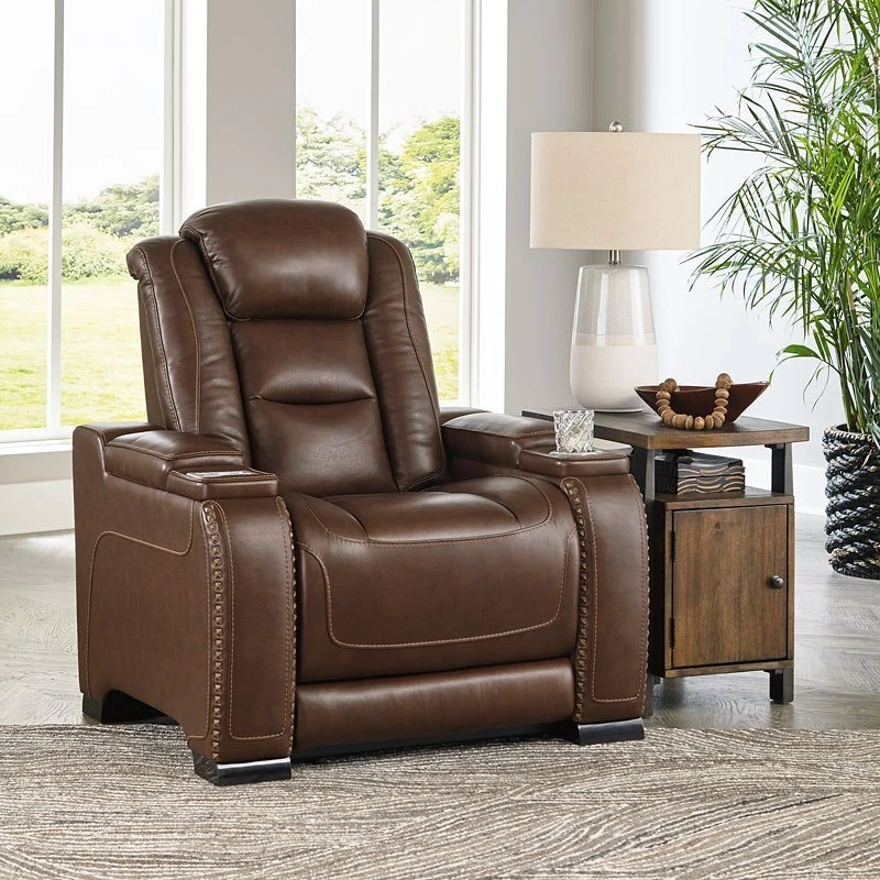 The Man-Den Mahogany Power Recliner W/ Adjustable Headrest 1 The Man-Den Mahogany Power Recliner W/ Adjustable Headrest