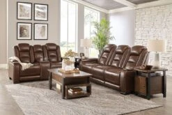 The Man-Den Mahogany Power Reclining Living Room Set W/ Adjustable Headrests -Signature Design by Ashley U8530615 U8530618 T758 set 2